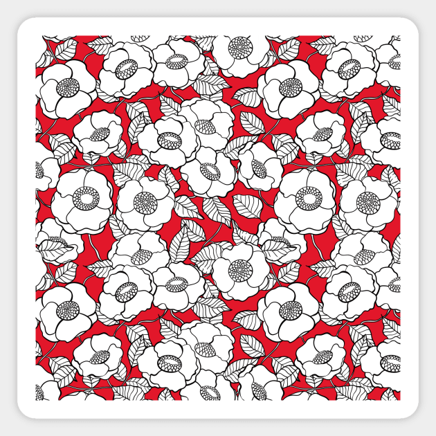 White roses pattern Sticker by katerinamk